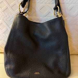 Vince Camuto Black Pebbled Leather Hobo with Gold Hardware